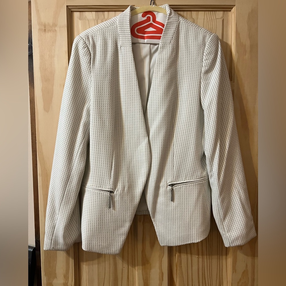 Premise White Textured Women's Blazer